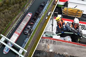 Aufwendige Bergung: Havarierter Donaufrachter aus Schleuse geschleppt