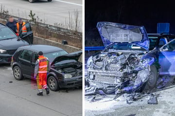 Unfall A72: Fünf Autos krachen auf A72 ineinander: Drei Personen nach schwerem Unfall verletzt
