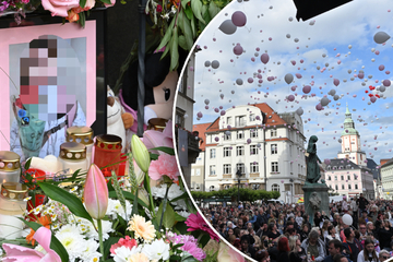Trauerfeier in Döbeln: Luftballons steigen für Valeriia (†9) in den Himmel