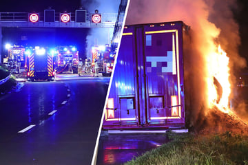 Dresden: Vollsperrung auf A17: Laster fängt am Autobahndreieck Dresden-West Feuer