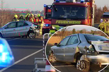 Auto kommt von Straße ab und landet in Graben: Zwei Verletzte nach Crash bei Leipzig