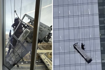 Rettung in schwindelerregender Höhe: Fensterputzer baumeln im 15. Stock am seidenen Faden