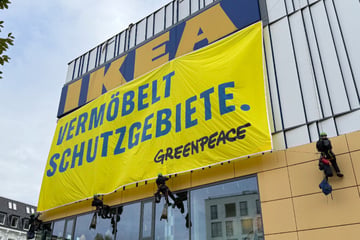Polizeieinsatz bei Ikea! Aktivisten seilen sich von Dach ab