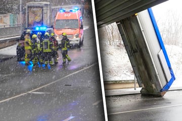 Lkw bleibt an Brücke hängen: Kippermulde abgerissen, Vollsperrung!