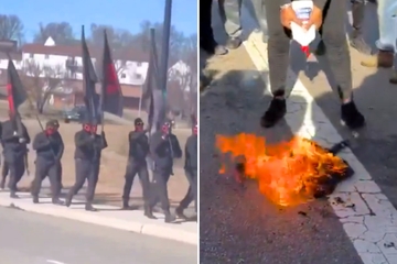 Black residents in Ohio shut down neo-Nazi demonstration and set fire to swastika flags