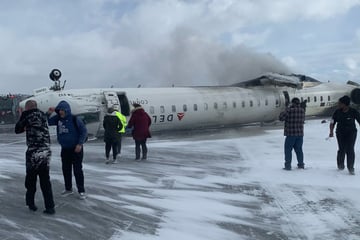 Delta plane flips upside down after crash landing in Toronto