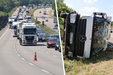 Unfall A4: Stau-Gefahr auf A4 bei Chemnitz: Stockender Verkehr wegen Lkw-Unfall