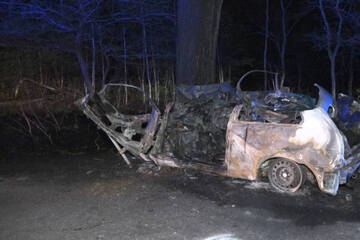 Auto kracht gegen Baum und geht in Flammen auf: Fahrer stirbt am Steuer