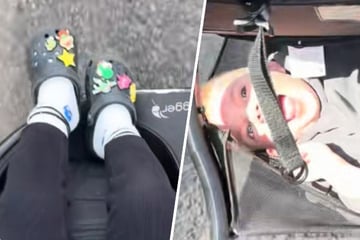 Mutter schiebt Doppelbuggy mit nur einem Kind: Wo der zweite Junge sitzt, sorgt für Begeisterung