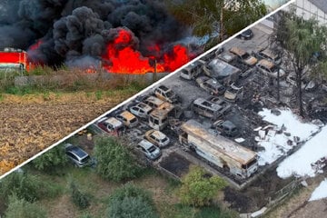 Feuer auf Grundstück von Selbsthilfewerkstatt: Bis zu 20 Autos beschädigt