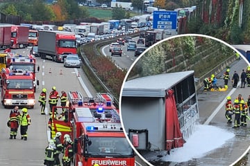 Unfall A4: Stau auf A4 bei Chemnitz: Lkw in Brand geraten
