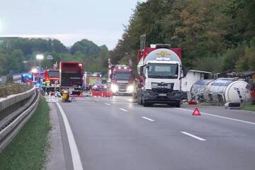 Unfall A6: Gefahrgut-Unfall auf A6: Fahrbahn teilweise wieder frei