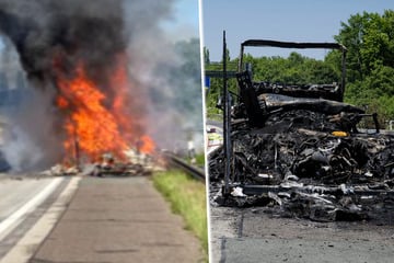 Unfall A3: Wohnmobil steht auf A3 bei Limburg lichterloh in Flammen