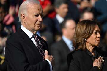 Kamala Harris appears with Biden for the first time since election loss