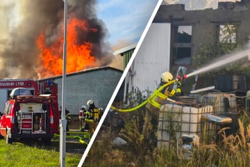 Brand in Lagerhalle lässt Dach einstürzen: Feuerwehr auch am Tag danach noch im Einsatz