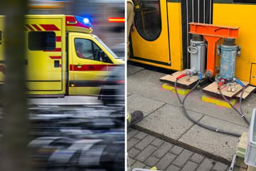 Schwerer Unfall in Dresden: Frau zwischen Tram und Bahnsteig eingeklemmt