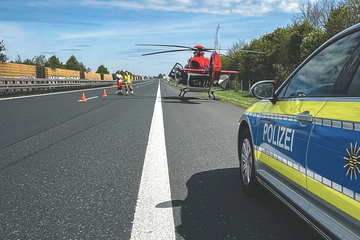 Unfall A4: A4 in Dresden voll gesperrt: Hubschrauber im Einsatz