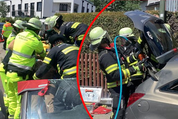 Unfall in München: Feuerwehr muss Opel Corsa aufschneiden