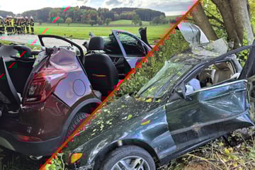 Rentner in Opel übersieht BMW: Auto schleudert gegen Baum und reißt in zwei Teile