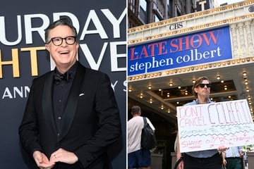 Colbert fans and lawmakers hit NYC streets to protest and petition against cancellation