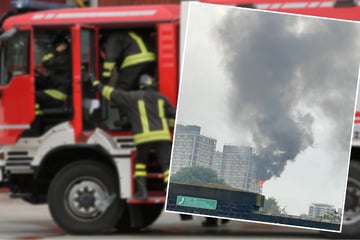 Dicke Rauchwolken! Hochhaus steht in Flammen