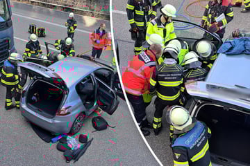 Unfall A99: Unfall mit Lkw auf A99: Feuerwehr muss Peugeot aufschneiden