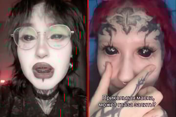 Gothic ink addict tattoos eyeballs and dyes teeth dark black