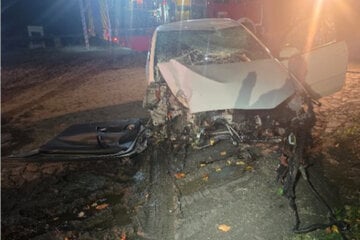 In Auto eingeklemmt: Fahrer nach Crash mit Baum schwer verletzt