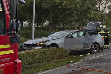 BMW kracht in Grünstreifen: Fahrer muss über Heckklappe geborgen werden