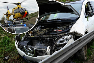 Unfall A14: Nissan überschlägt sich: Rettungs-Hubschrauber muss auf A14 landen!