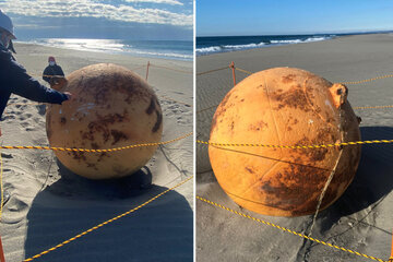 Japan stumped by mysterious giant ball that washed up on beach