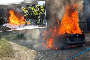 Mutter und Kind unter Schock: Autobrand droht auf Haus überzugreifen