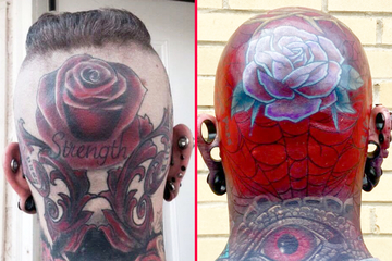 Ink addicted dad shares touching tale behind his extraordinary head tattoo