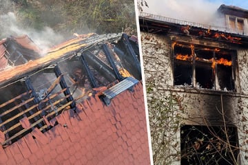 Gebäudebrand fordert Feuerwehr stundenlang: Obergeschoss und Dach zerstört