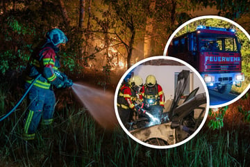 Viel zu tun für die Feuerwehr: Zwei Waldbrände und ein brennendes Auto in der Oberlausitz