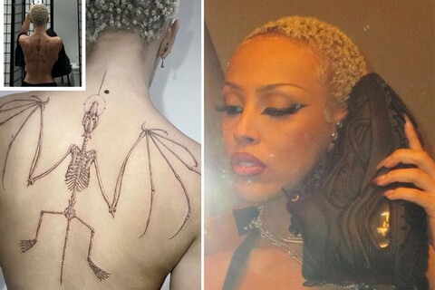 Doja Cat flaunts eye-catching bat skeleton back tattoo, reveals hidden ...