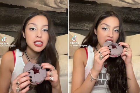 Olivia Rodrigo nimmt an TikTok Cookie-Trend teil während der GUTS World ...