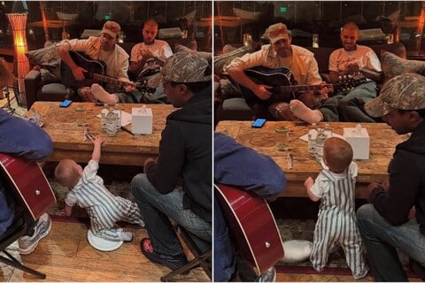 Justin Bieber teases new music in studio session with baby Jack Blues!