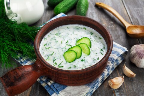 Rezept für kalte Joghurt Gurken Suppe