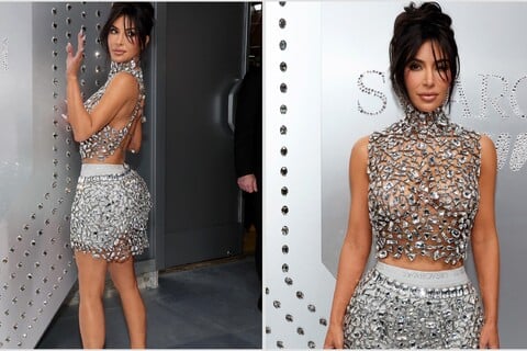 Kim Kardashian glimmers in diamonds in honor of Swarovski x SKIMs collab