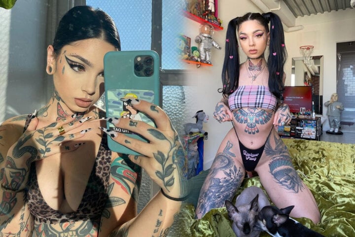 Taylor White loves to show off her ink - and her furry friends! 
