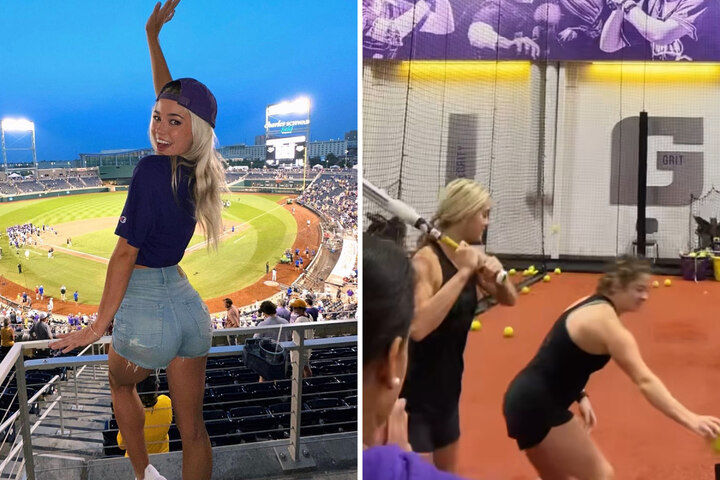 Olivia Dunne shows off softball skills amid romance with MLB star Paul ...