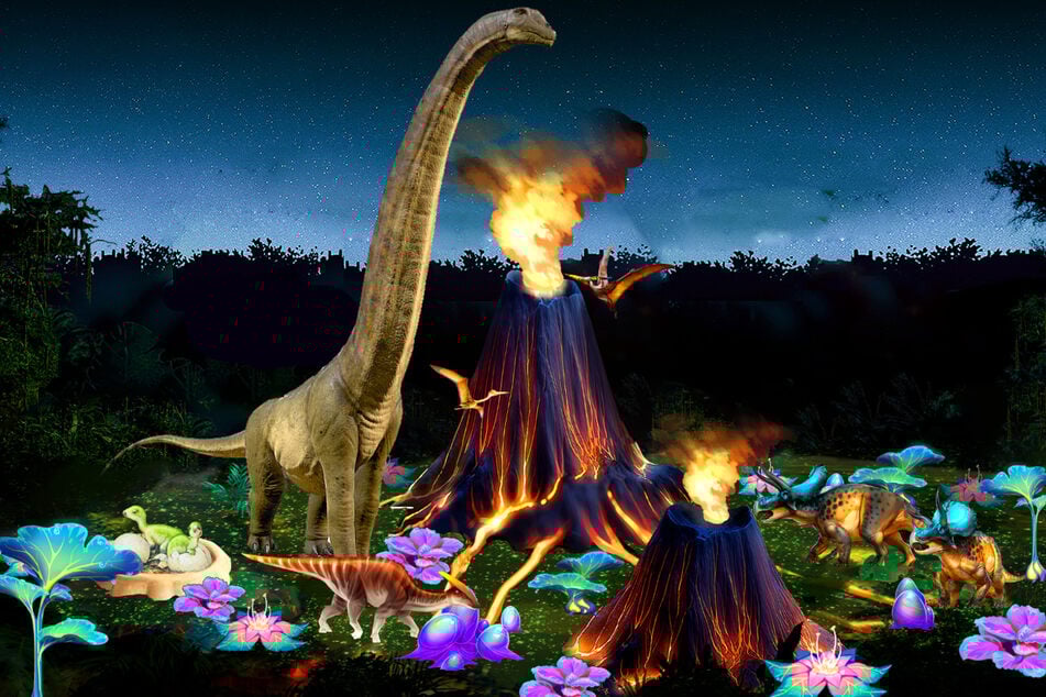Das Highlight soll eine leuchtende Vulkanlandschaft mit einem 30 Meter langen Dinosaurier werden.