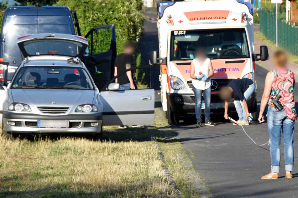 Das Foto zeigt das Auto des mutmaßlichen Täters am Montag in Biebergemünd.