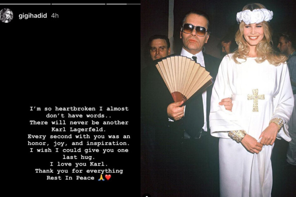 Model Gigi Hadid (links) und Claudia Schiffer kondolieren, wie zahlreiche andere Promis auch.