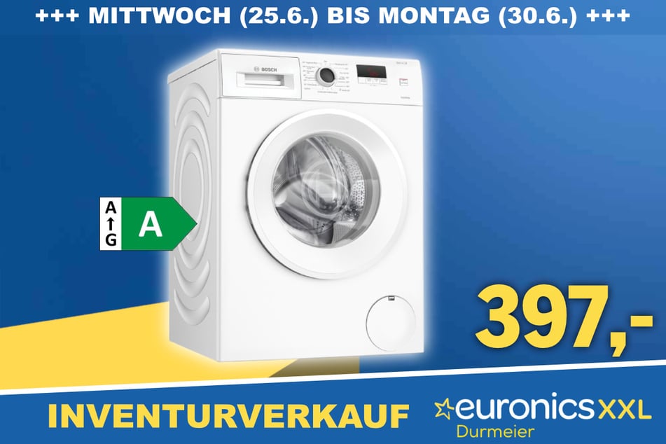 Die Bosch Stand-Waschmaschine für nur 397 Euro.