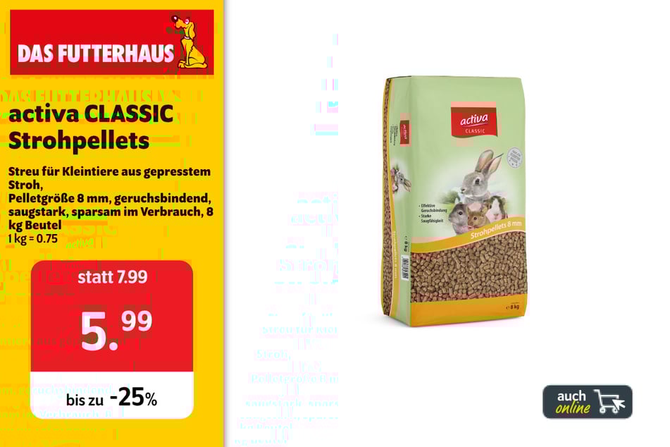 activa CASSIC Strohpellets für Kleintiere