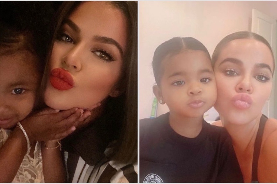 Khloe Kardashian (r) paid an emotional tribute to her daughter True Thompson on her firth birthday.