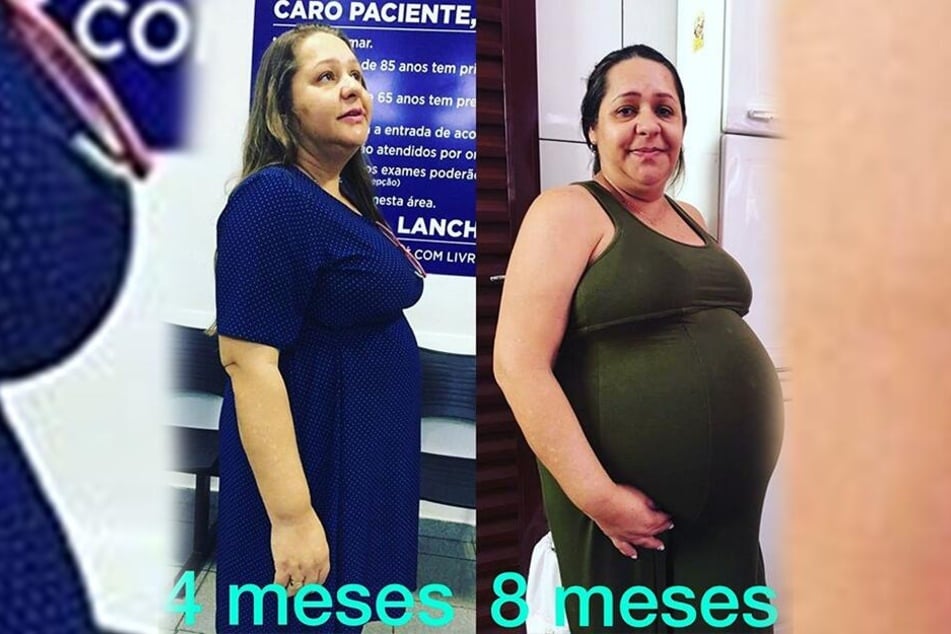 Valdira das Neves (45) zeigt sich im vierten Monat (li.) und im achten Monat (r.) ihrer Schwangerschaft.