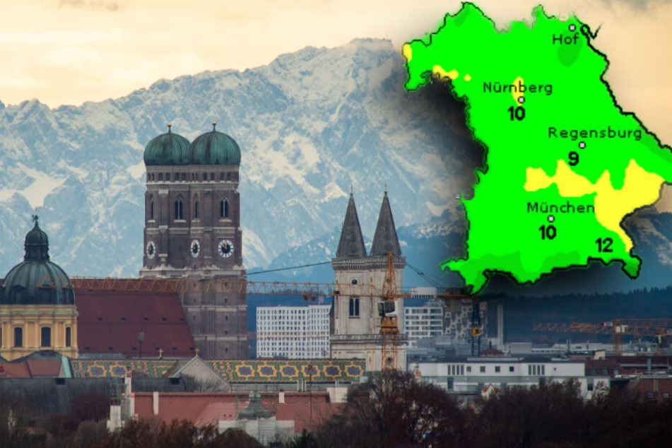 Nach dem Föhn kommen starke Schneefälle nach Bayern. (Bildmontage)